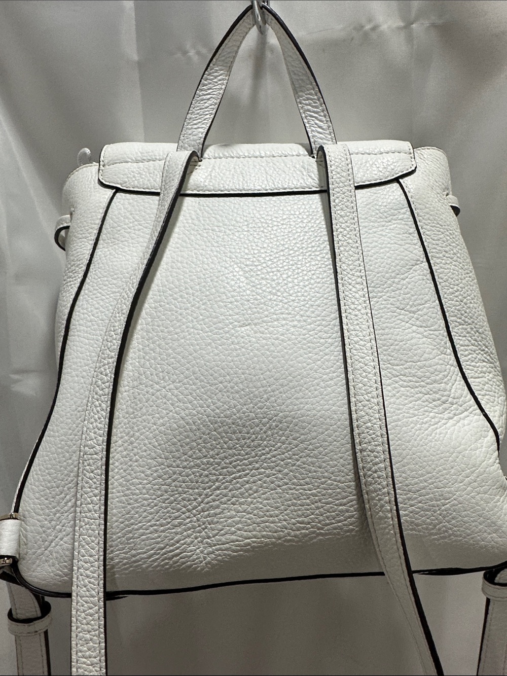 kate spade White Leather Backpack with Pink & Orange Stripes EUC - Picture 4 of 10
